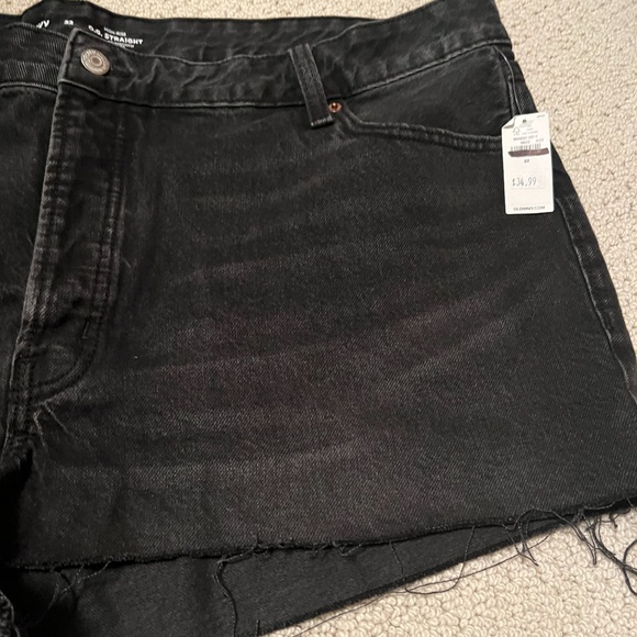 NWT: old navy High Waisted Button-Fly . Straight Black Non-Stretch Cut-Off Jeans - Picture 6 of 10